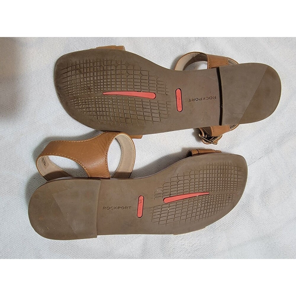 Rockport Total Motion Leather Flat Sandal Zadie Buckle‎ Brown Size 9 - Picture 2 of 14